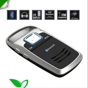 Solar Powered 1.7&quot; LCD Bluetooth Handsfee Speaker Car Kit with FM Transmitter &amp; MP3 Player