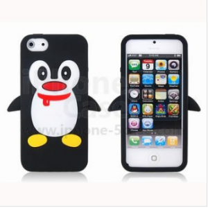 Black Cute Penguin Pattern Protective Case for iPhone 5