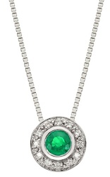 Emerald and Diamond Necklace with White Gold Chain